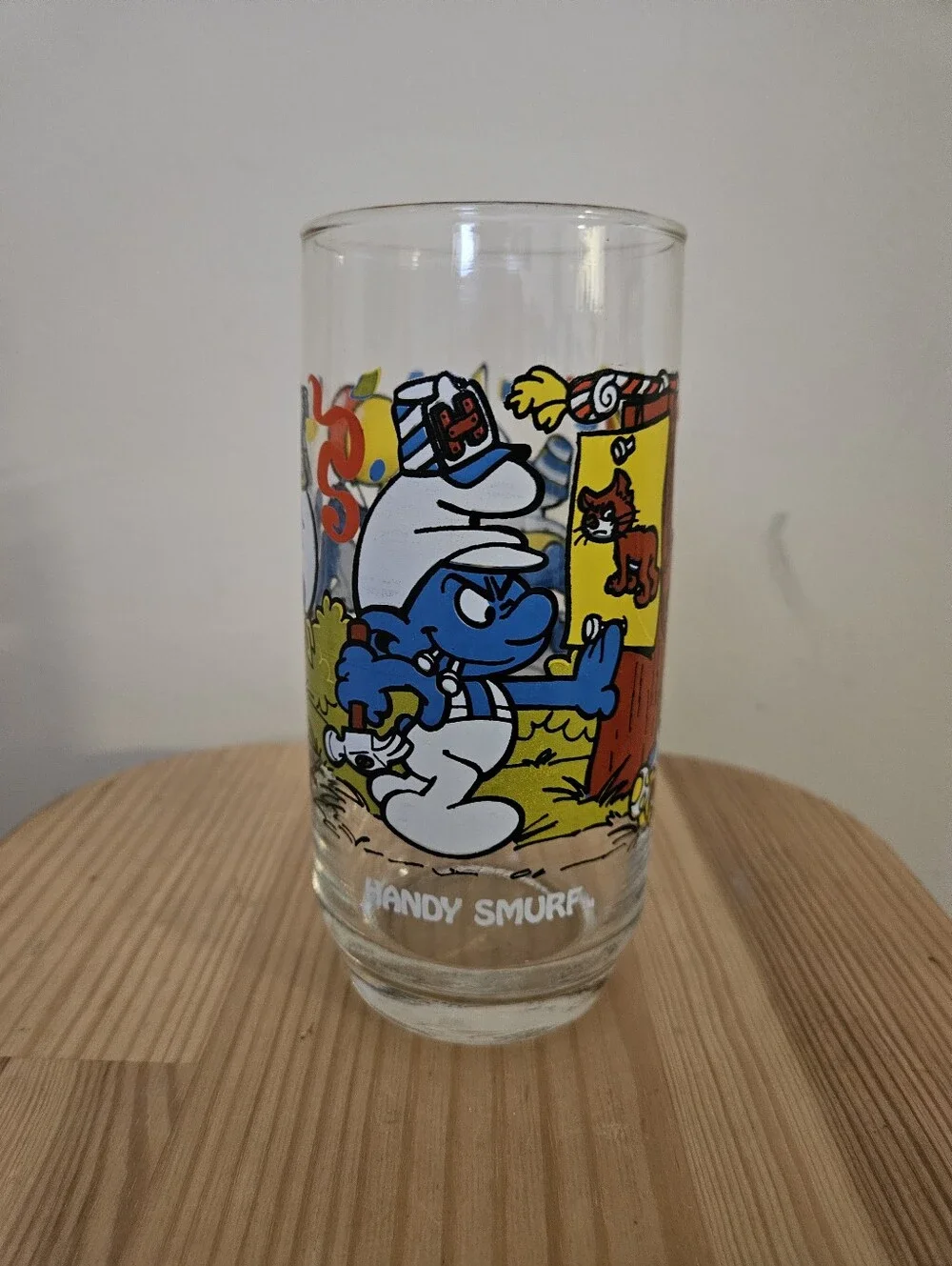 Smurf Glass Set Of 4- Blue Multicolor Cartoon Tumblers